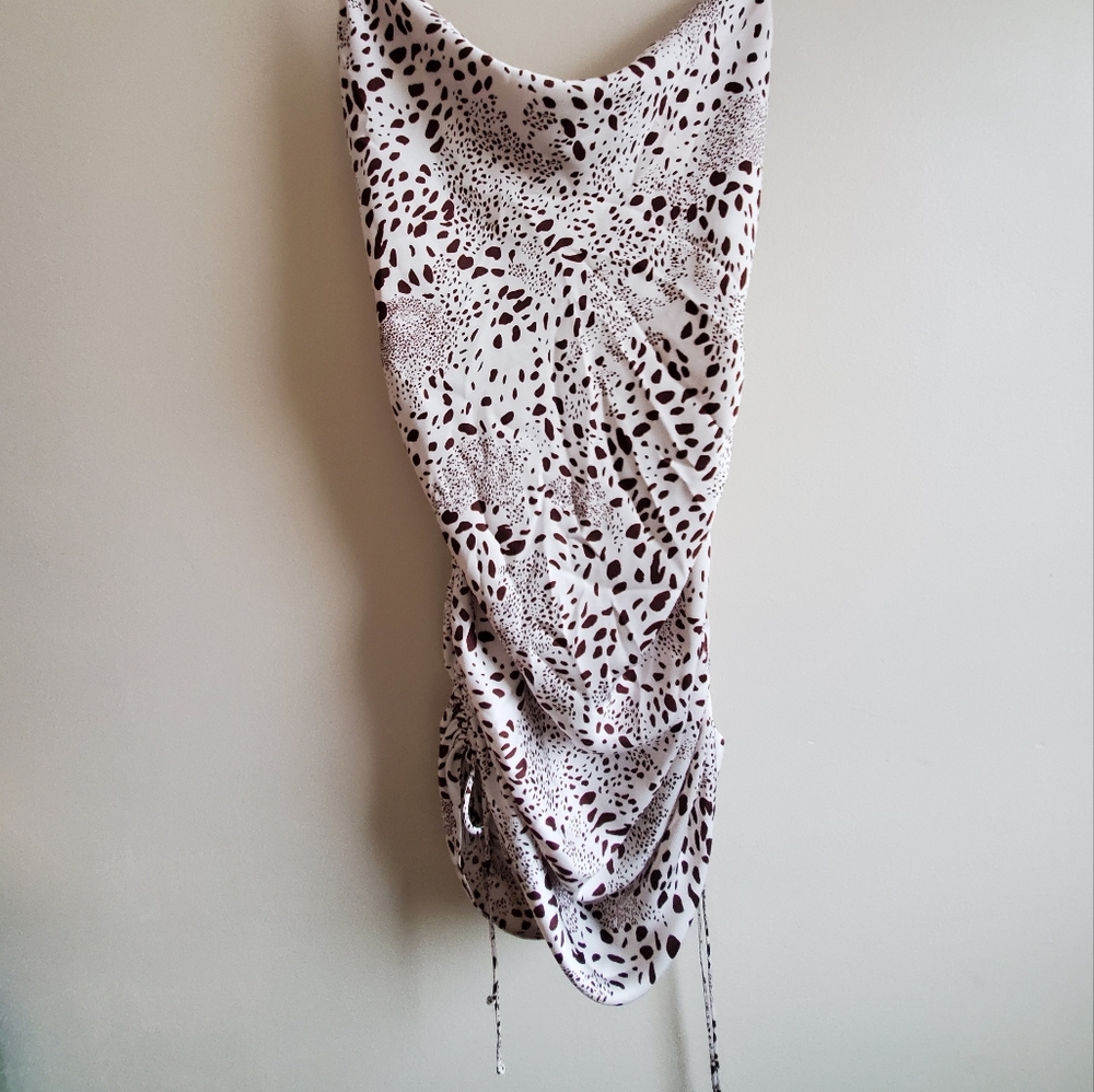 Wilfred Only Ruched Slip Dress, Ruched cowl-neck dress, Small Birch/Bitter Choco - Picture 6 of 10